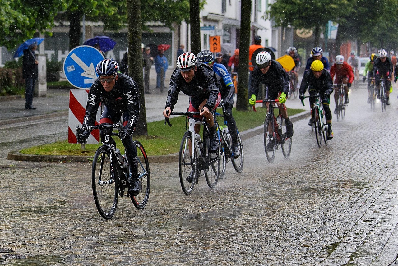Cyclist enjoying a sunny ride after checking the weather forecast